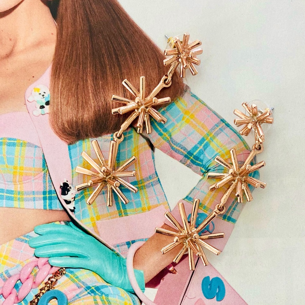 Rose Gold 3 Star Earrings